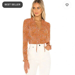 Free People Lela coral combo blouse